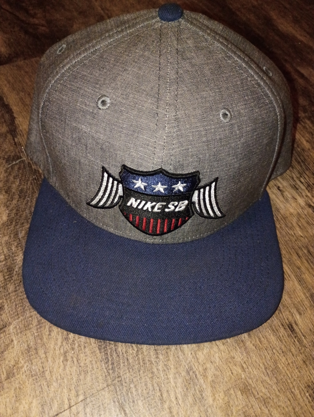 Nike Grey and Navy Adjustable Snapback Cap
